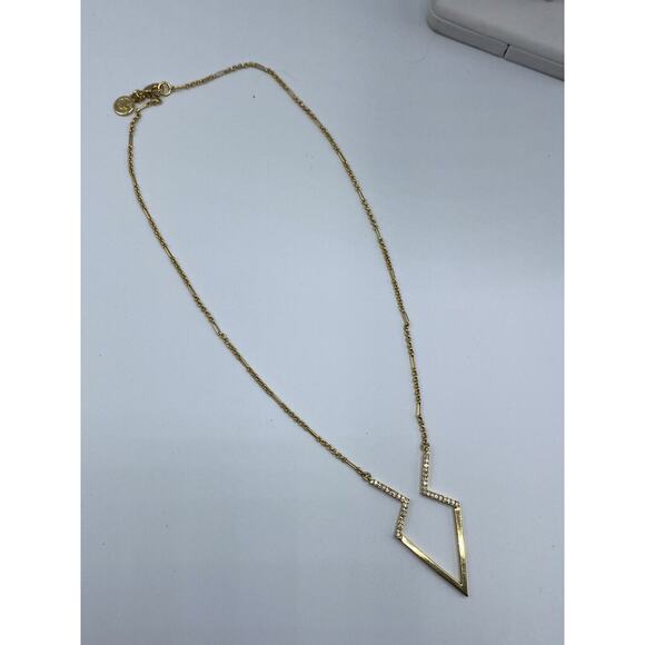 C Wonder Gold Tone Long Necklace Arrow crystals Classy 22" - Picture 5 of 9